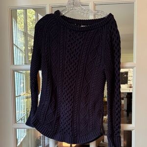 L.L. Bean Women's Navy Cable Knit Sweater